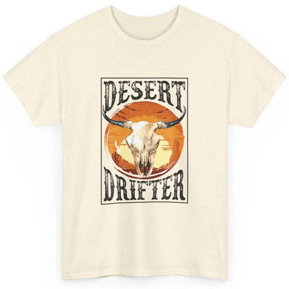 Bull Skull Sunset Desert Drifter Cowboy Rodeo Western Retro Classic Unisex T-Shirt