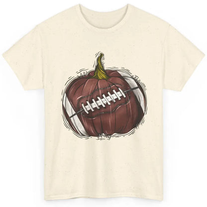 Football Pumpkin Tis The Season Fall Leaves Autumn Halloween Classic Unisex T-Shirt