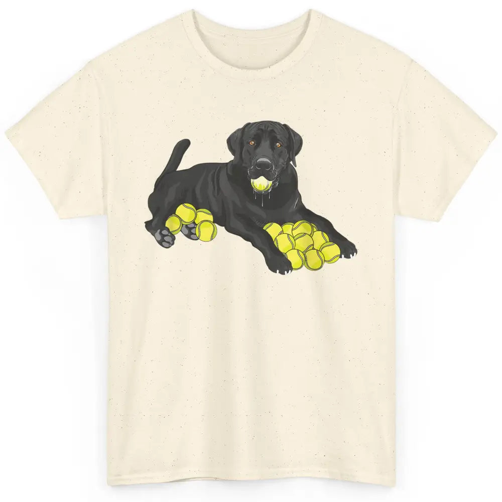 Funny Black Labrador Retriever Dog Play Tennis Balls Player Classic Unisex T-Shirt