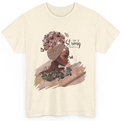 Floral Black Girl Shes Strong Afro Woman Christian Religious Classic Unisex T-Shirt