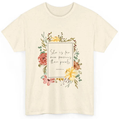 Floral She's Far More Precious Than Jewels Bible Christian Classic Unisex T-Shirt