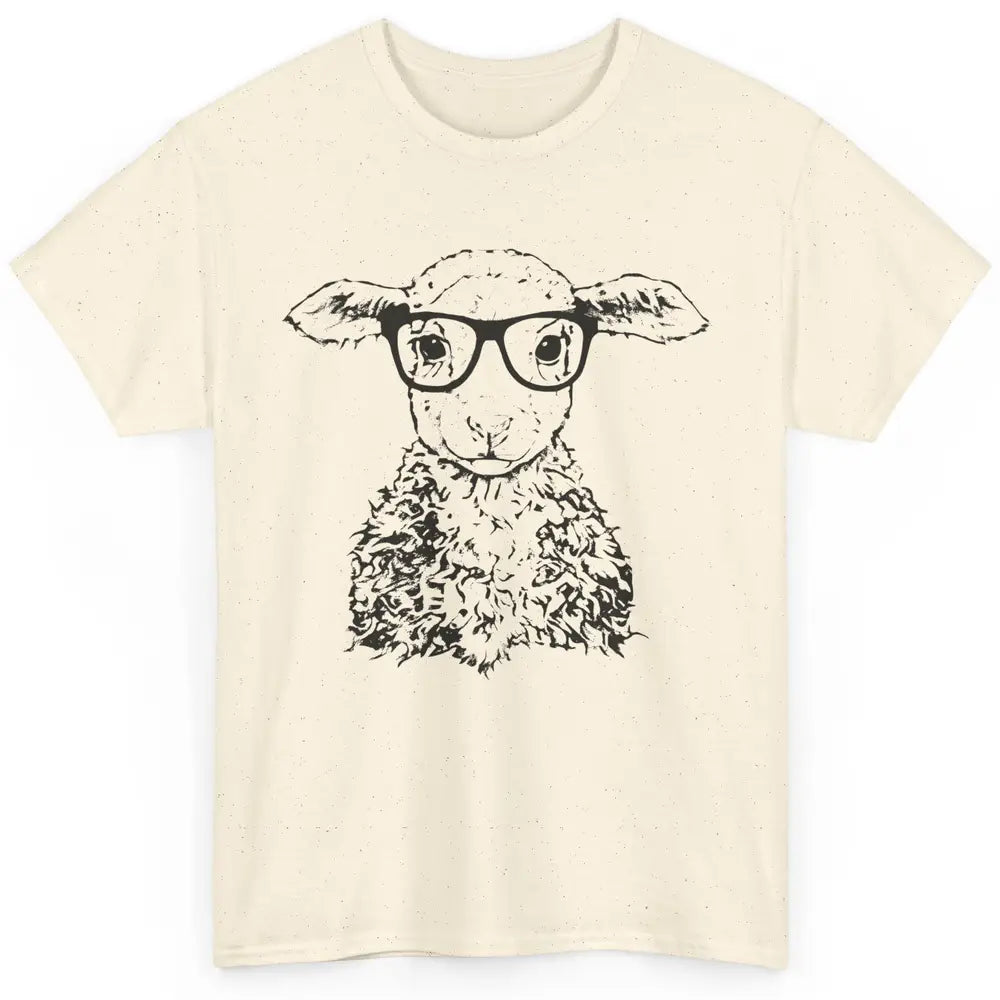 Cute Sheep Glasses Nerdy Farm Animal Hipster Sheep Lovers Classic Unisex T-Shirt