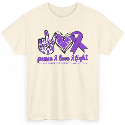 Small Fiber Neuropathy Purple Ribbon Peace Love Fight Classic Unisex T-Shirt