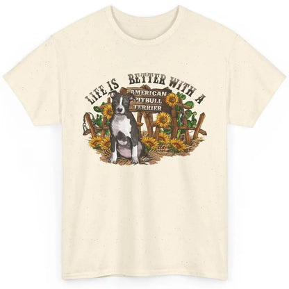 Sunflower Life Is Better With American Pitbull Terrier Mom Classic Unisex T-Shirt