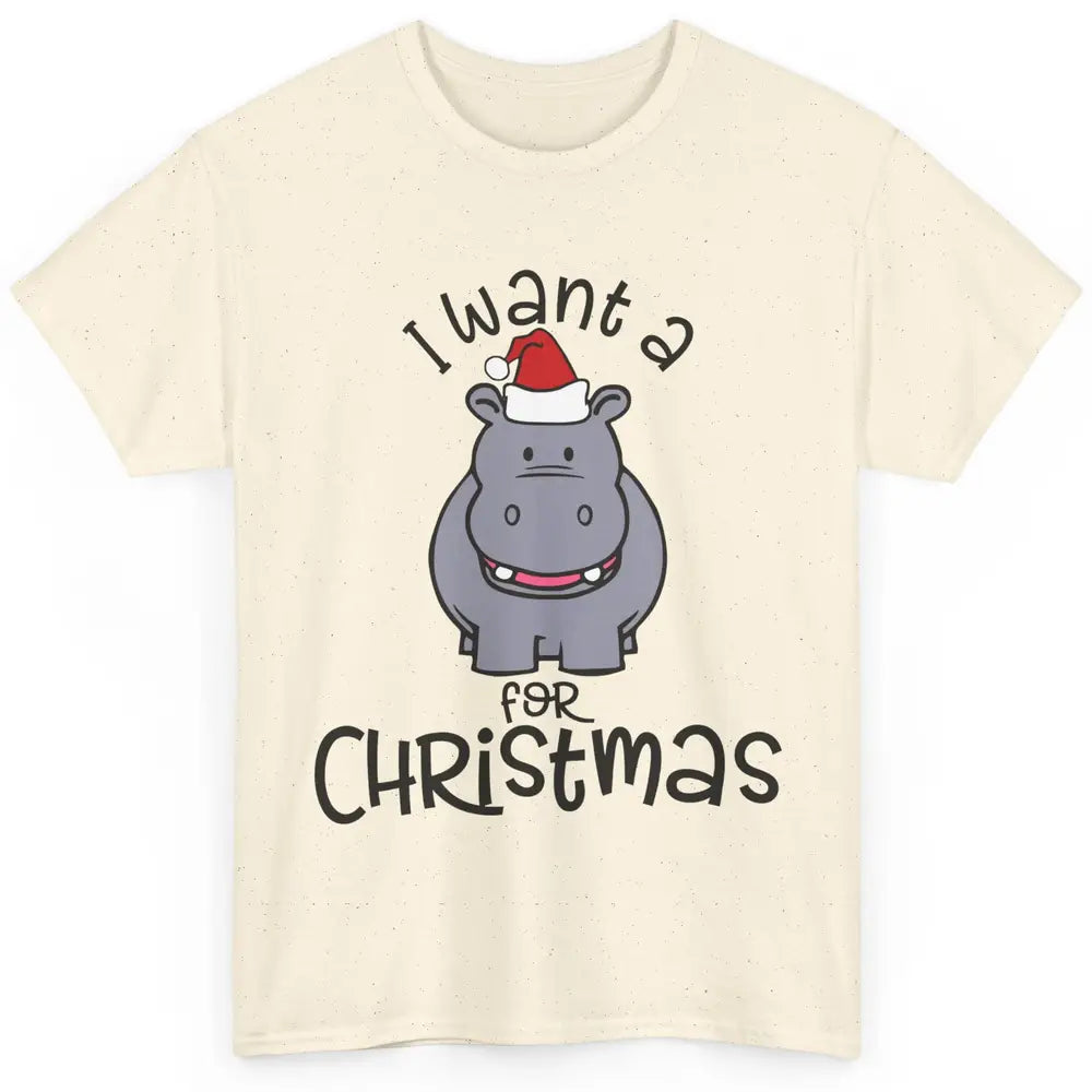 Funny I Want A Hippopotamus For Christmas Tree Hippo Santa Classic Unisex T-Shirt