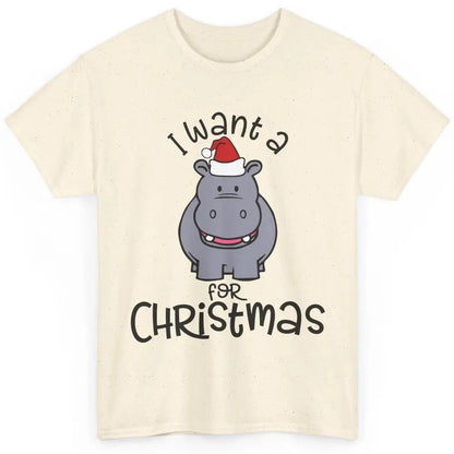 Funny I Want A Hippopotamus For Christmas Tree Hippo Santa Classic Unisex T-Shirt