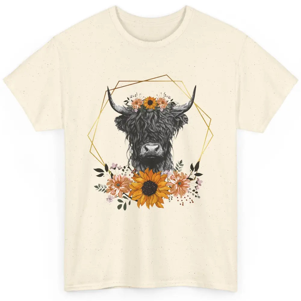 Floral Highland Cow Western Farm Animals Highland Cow Cattle Classic Unisex T-Shirt