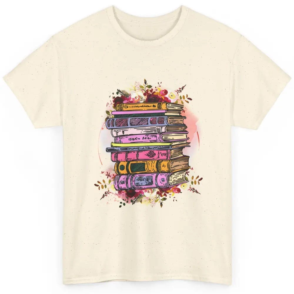 Book Wildflower Floral Aesthetic Librarian Bookworm Bookish Classic Unisex T-Shirt