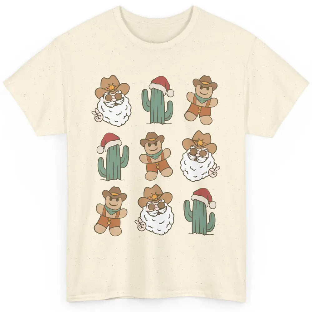 Cowboy Santa Gingerbread Desert Cactus Western Country Xmas Classic Unisex T-Shirt