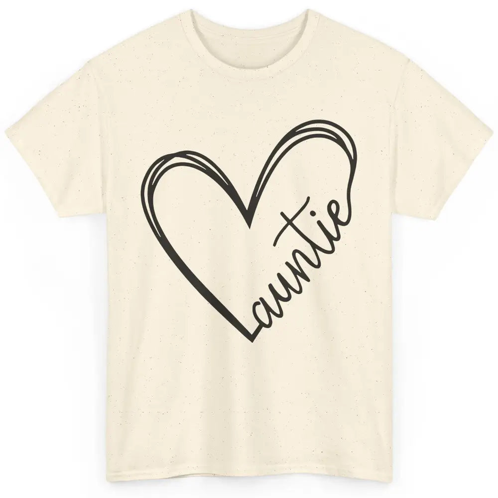 Cute Love Auntie Heart Typography Aunt Life Minimal Half Mom Classic Unisex T-Shirt