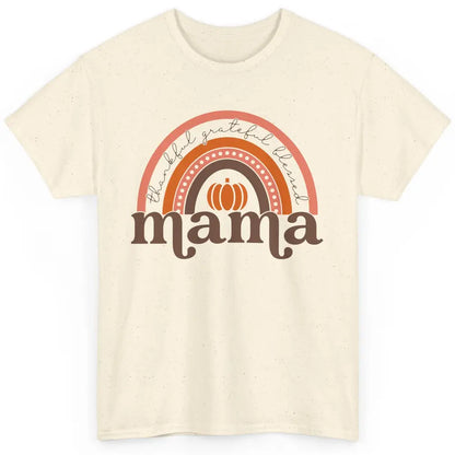 Pumpkin Rainbow Thankful Grateful Blessed Mama Thanksgiving Classic Unisex T-Shirt