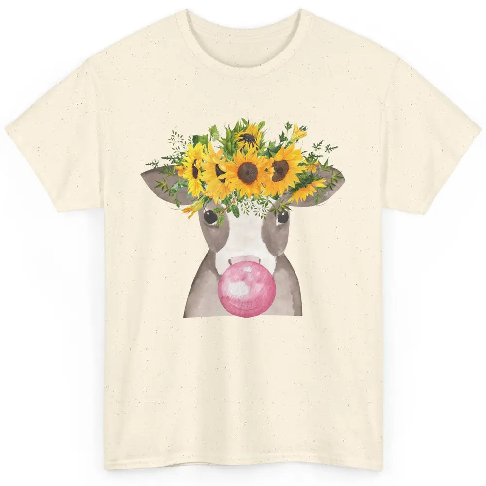 Sunflower Cow Bubble Gum Not In The Mood Western Farm Animal Classic Unisex T-Shirt