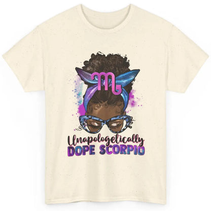 Unapologetically Dope Scorpio Zodiac Leopard Afro Messy Bun Classic Unisex T-Shirt