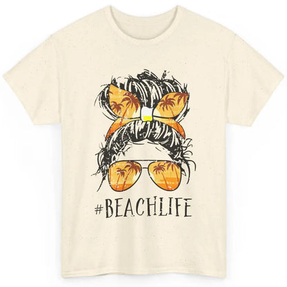 Beach Life Messy Bun Hair Retro Vintage Beach Palms Summer Classic Unisex T-Shirt