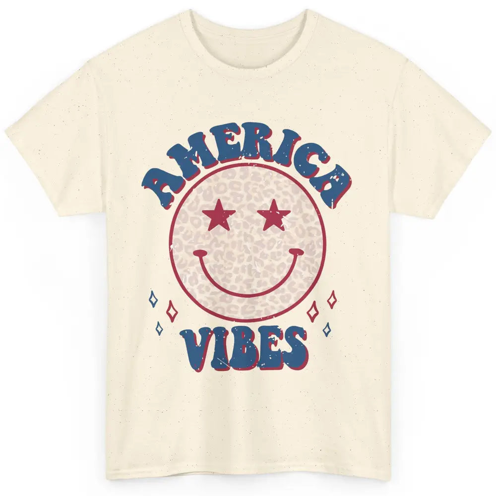 America Vibes Smile Patriotic 4th Of July Happy Face Summer Classic Unisex T-Shirt