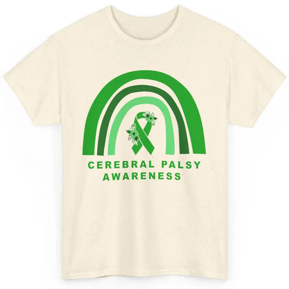 Cerebral Palsy Awareness Floral Green Rainbow Brain Disease Classic Unisex T-Shirt