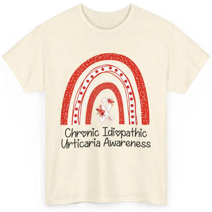 Chronic Idiopathic Urticaria CIU Red White Ribbon Rainbow Classic Unisex T-Shirt