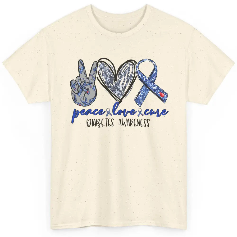 Diabetes Awareness Peace Love Cure Type 1 Diabetes Awareness Classic Unisex T-Shirt