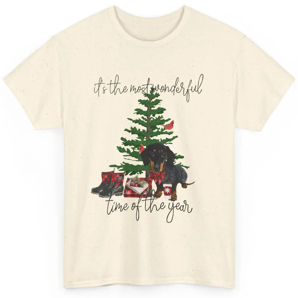 Dachshund Christmas Tree The Most Wonderful Time Of The Year Classic Unisex T-Shirt