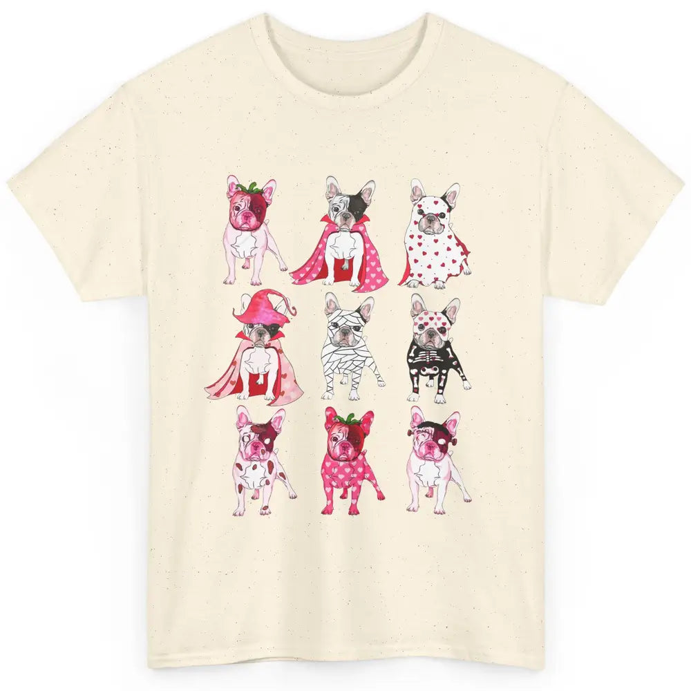 French Bulldog Valentine Frenchie Pink Spooky Valentines Day Classic Unisex T-Shirt