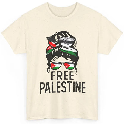 Free Palestine Flag Save Gaza Messy Bun Hair Classic Unisex T-Shirt