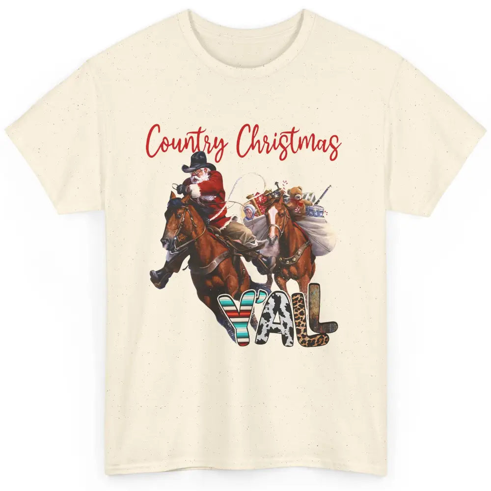 Santa Claus Country Christmas Y'all Western Country Cowboy Classic Unisex T-Shirt