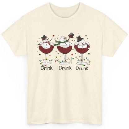 Funny Snowman Wine Christmas Drink Drank Drunk Christmas Classic Unisex T-Shirt