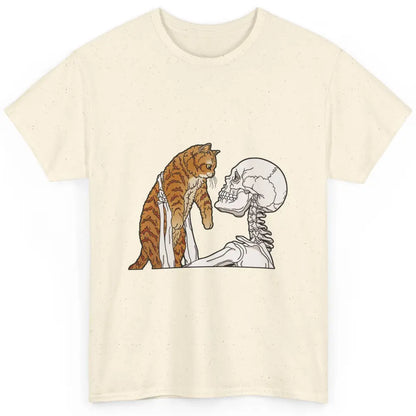 Cat And Skeleton Best Friends Of Cat Funny Orange Cat Kitten Classic Unisex T-Shirt