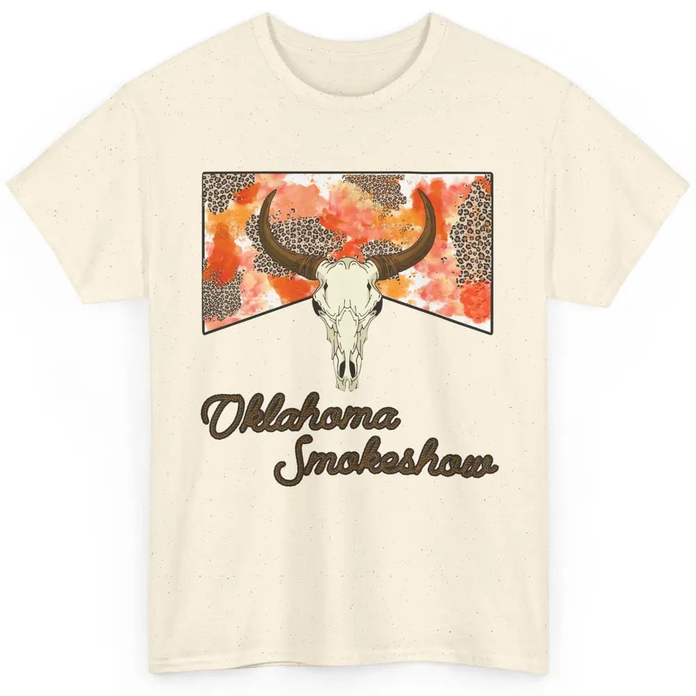 Boho Bull Skull Cow Print Oklahoma Smokeshow Western Country Classic Unisex T-Shirt