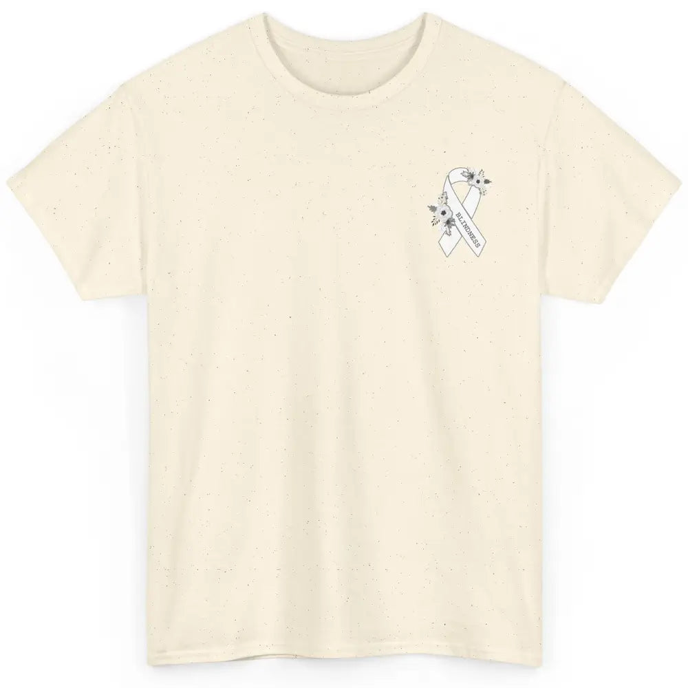 Blindness Awareness Floral White Gray Ribbon Blind Support Classic Unisex T-Shirt