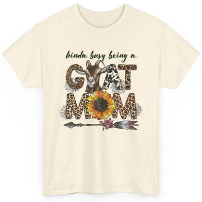 Busy Being Goat Mom Cute Mama Farm Animal Sunflower Leopard Classic Unisex T-Shirt