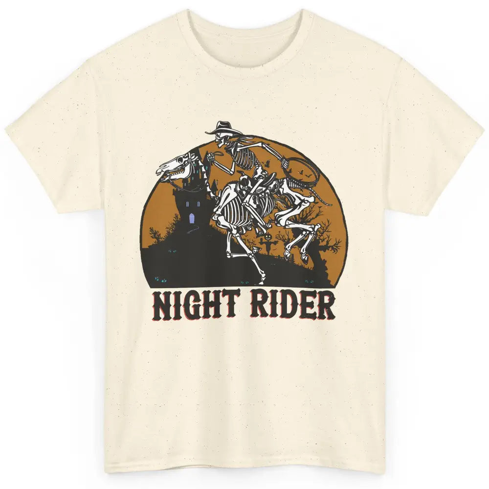 Cowboy Skeleton Bucking Horse Night Rider Western Halloween Classic Unisex T-Shirt