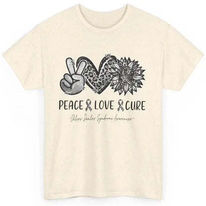 Ehlers Danlos Syndrome EDS Peace Love Cure Leopard Sunflower Classic Unisex T-Shirt