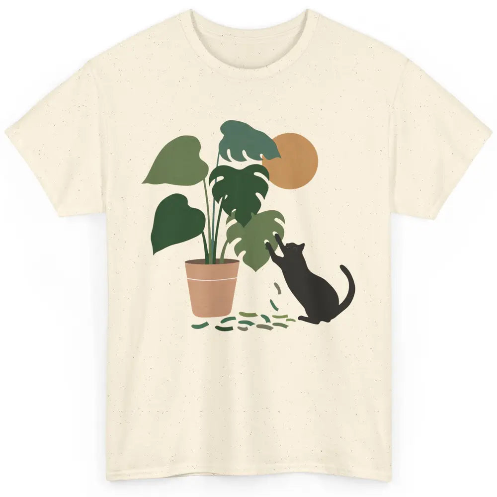 Black Cat And Plant The Making Of Monstera Garden Cat Lovers Classic Unisex T-Shirt