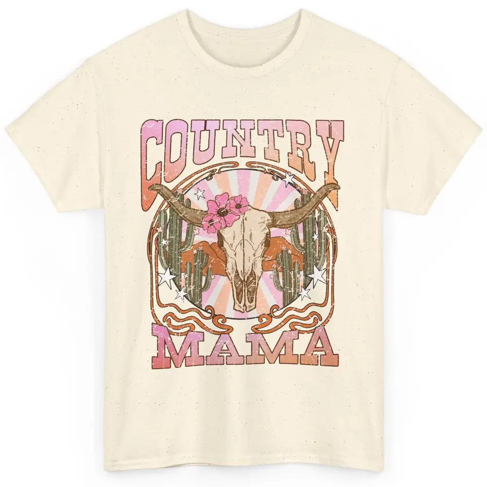 Desert Boho Bull Skull Country Mama Western Country Cowgirl Classic Unisex T-Shirt