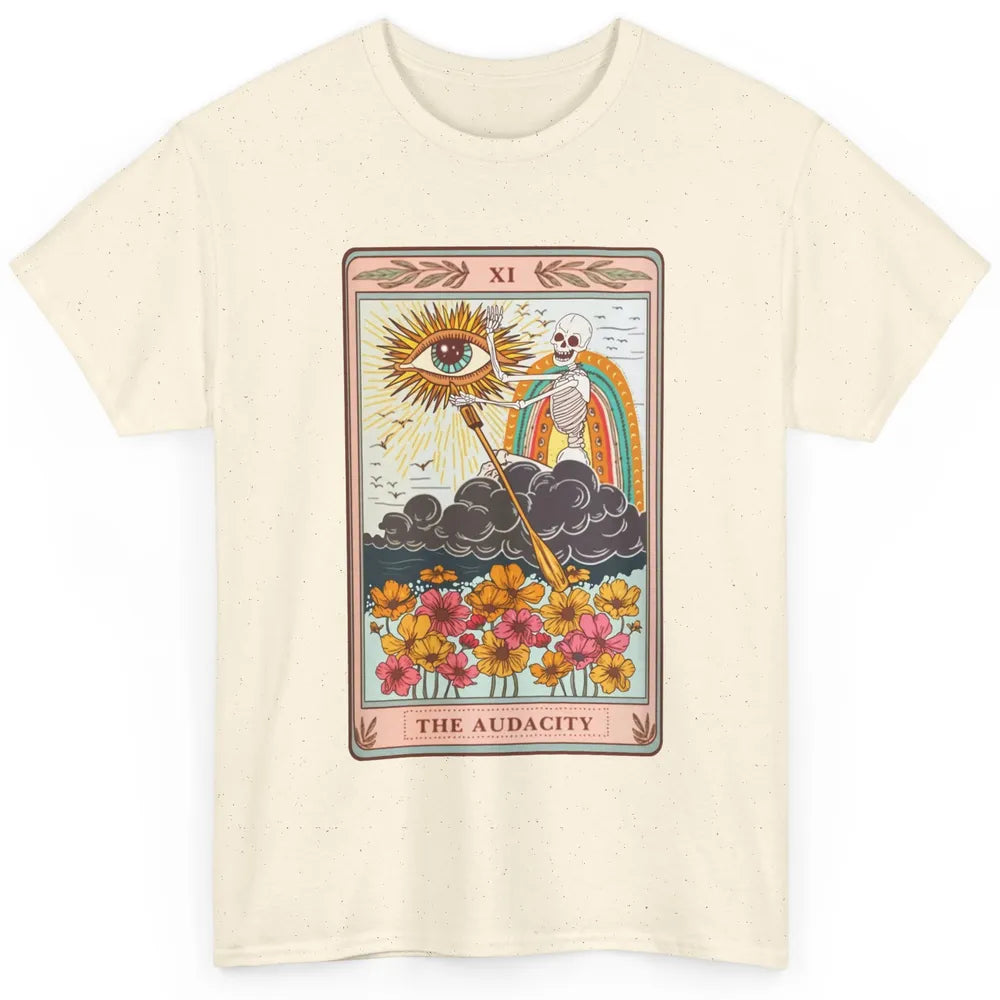 Retro Skeleton Riding Cloud The Audacity Tarot Card Rainbow Classic Unisex T-Shirt