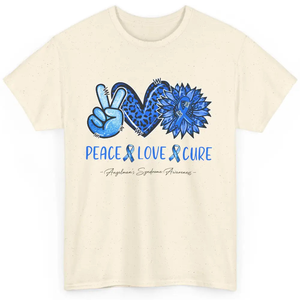 Angelman's Syndrome Blue Ribbon Peace Love Cure Sunflower Classic Unisex T-Shirt