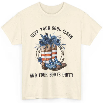 Cowboy Boots US Flag Keep Your Boots Dirty Western Country Classic Unisex T-Shirt