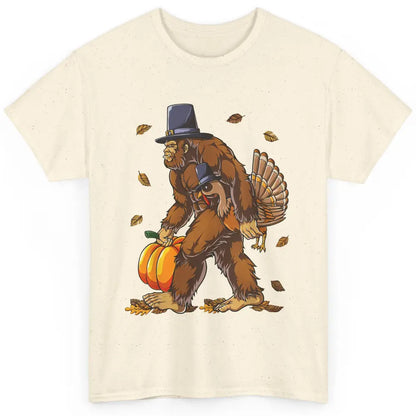 Bigfoot Pilgrim Hat Turkey Thanksgiving Funny Turkey Autumn Classic Unisex T-Shirt