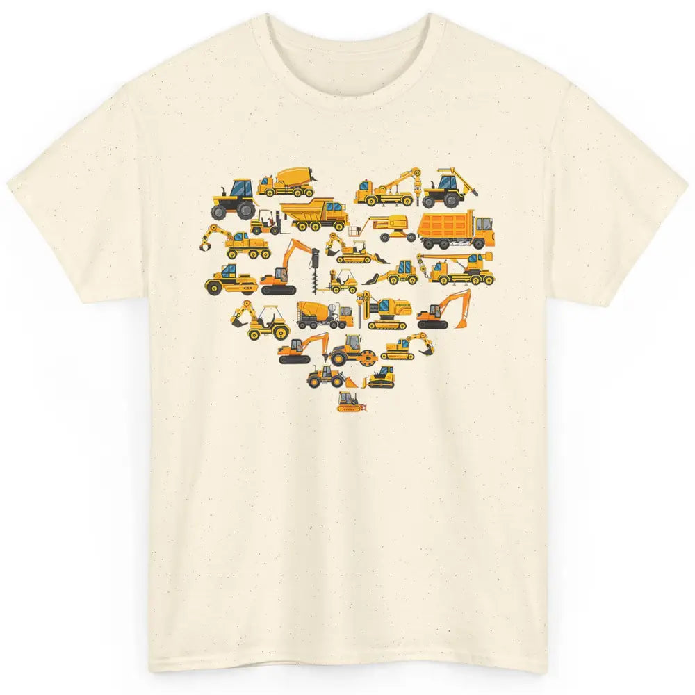 Types Of Construction Excavator Bulldozer Truck Heart Love Classic Unisex T-Shirt