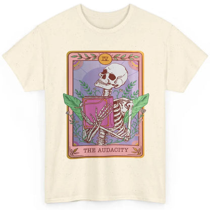 Retro Skeleton Reading Book The Audacity Plants Tarot Card Classic Unisex T-Shirt