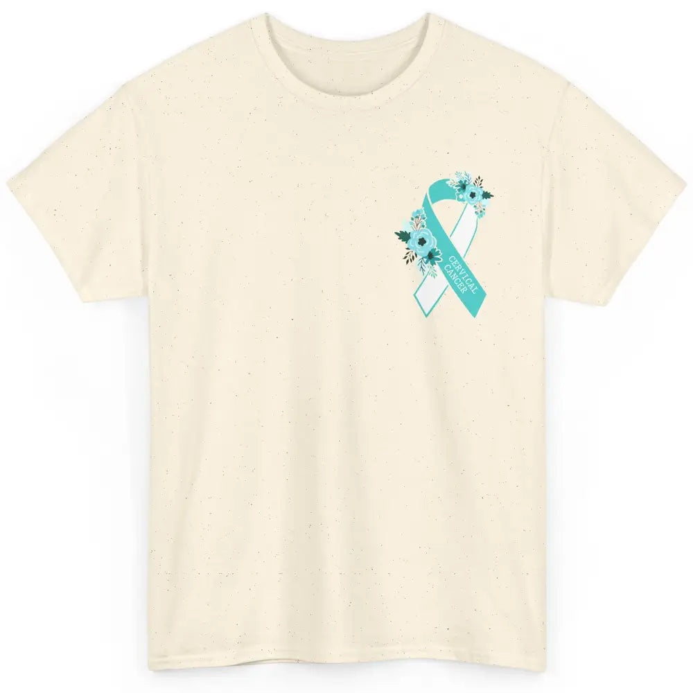 Cervical Cancer Awareness Support Turquoise Ribbon Pocket Sz Classic Unisex T-Shirt