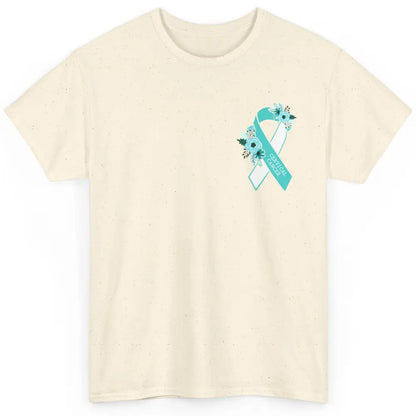 Cervical Cancer Awareness Support Turquoise Ribbon Pocket Sz Classic Unisex T-Shirt