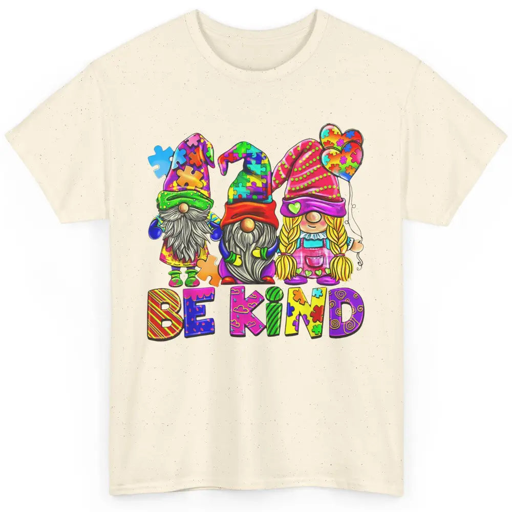 Be Kind Gnome Autism Awareness Month Autistic Jigsaw Puzzle Classic Unisex T-Shirt