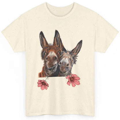 Wildflower Donkey Couple Retro Farm Animal Life Funny Donkey Classic Unisex T-Shirt