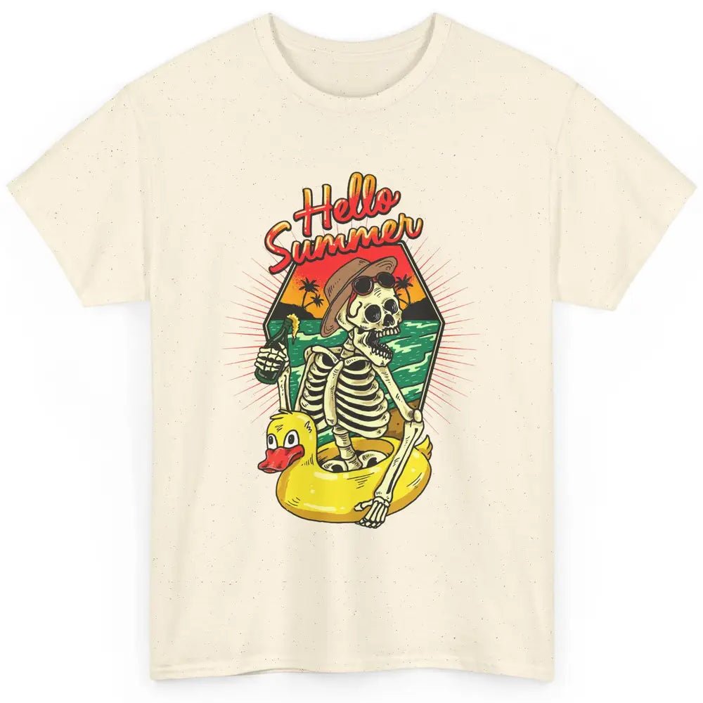 Summer Vibes Skeleton Funny Skeleton On Beach Sunset Classic Unisex T-Shirt