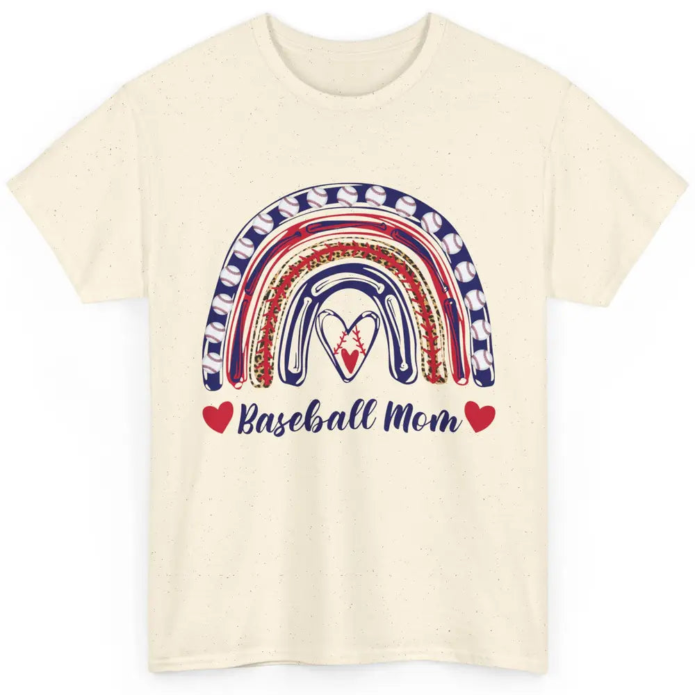 Baseball Mom Leopard Rainbow Proud Baseball Softball Players Classic Unisex T-Shirt