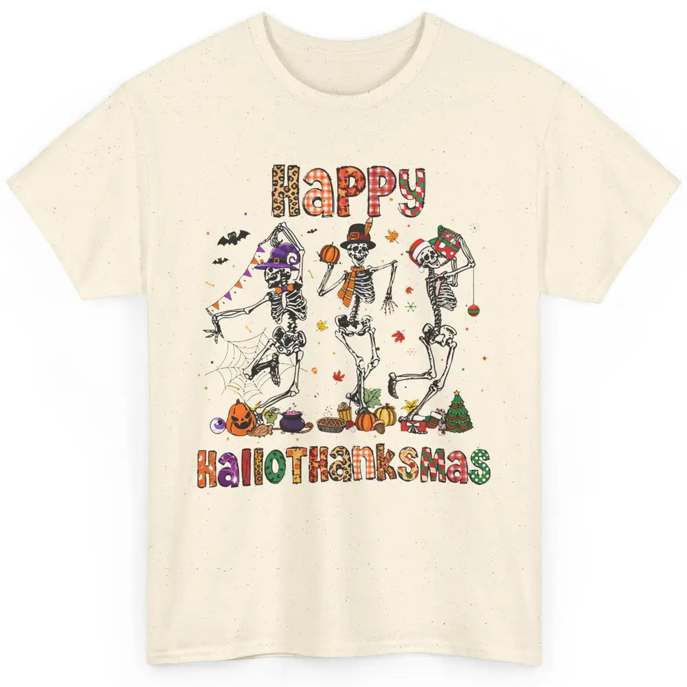 Funny Dancing Skeleton Happy Hallo-thank-mas Fall Pumpkin Classic Unisex T-Shirt