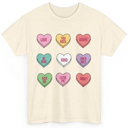 Conversation Hearts Valentines Love Boho V-Day Candy Rainbow Classic Unisex T-Shirt