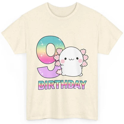 Cute Axolotl 9th Birthday Girl Boy 9 Years Old Birthday Gift Classic Unisex T-Shirt